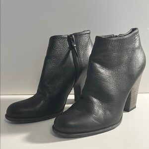 Stuart Weitzman Black Ankle Boots with Chunky Heel